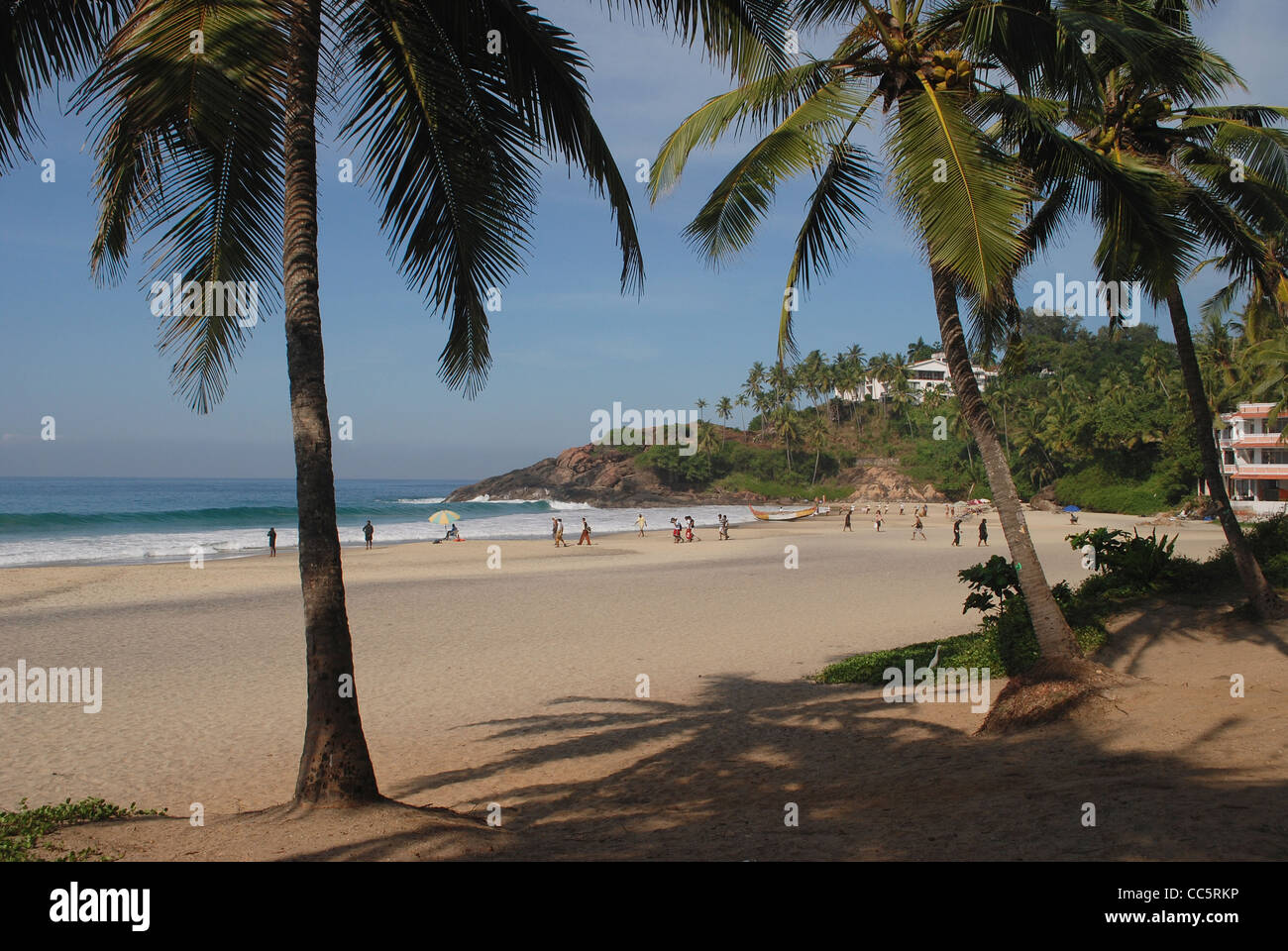 Kovalam Beach; meta turistica internazionale in Kerala, India. è 12km dall'Aeroporto Internazionale di Trivandrum. Foto Stock