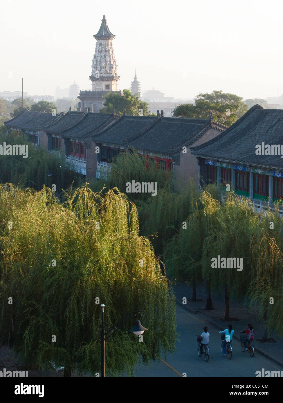La cultura storica Street e Hua Pagoda, Zhengding, Shijiazhuang, Hebei , Cina Foto Stock