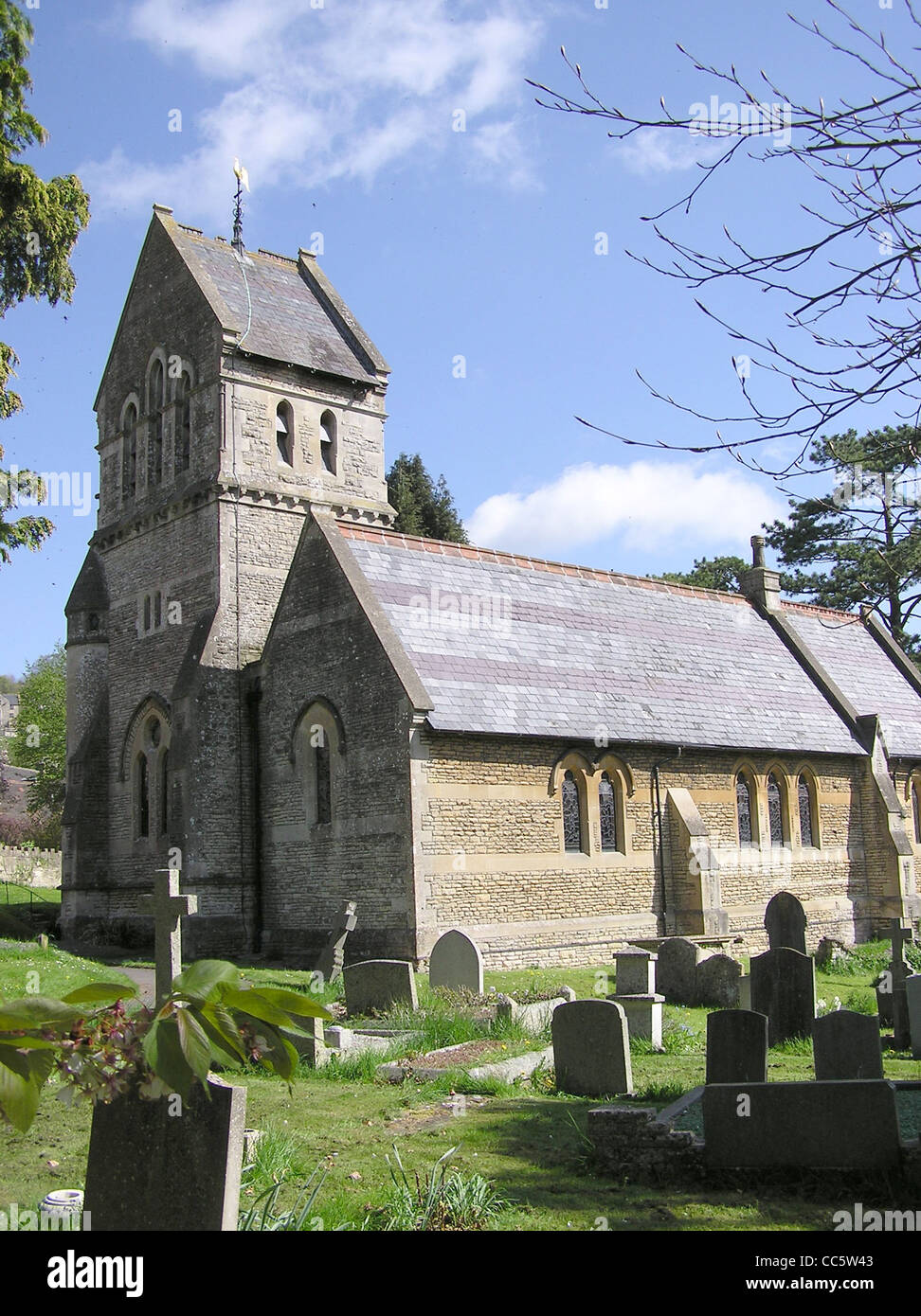 La chiesa parrocchiale di Monkton Combe, vicino a Bath, Inghilterra. Foto Stock