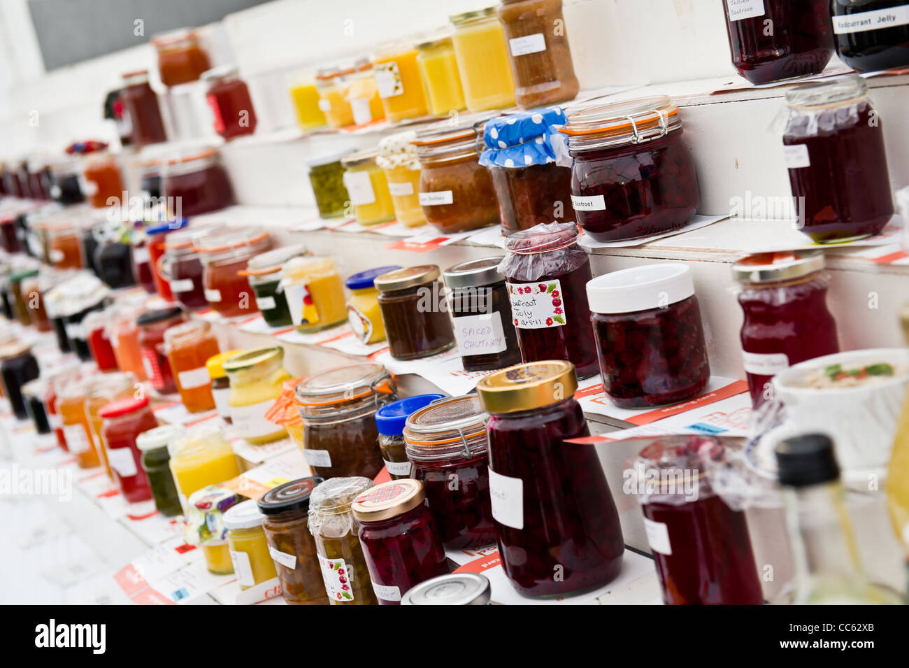 Selezione di marmellate fatte in casa Foto Stock