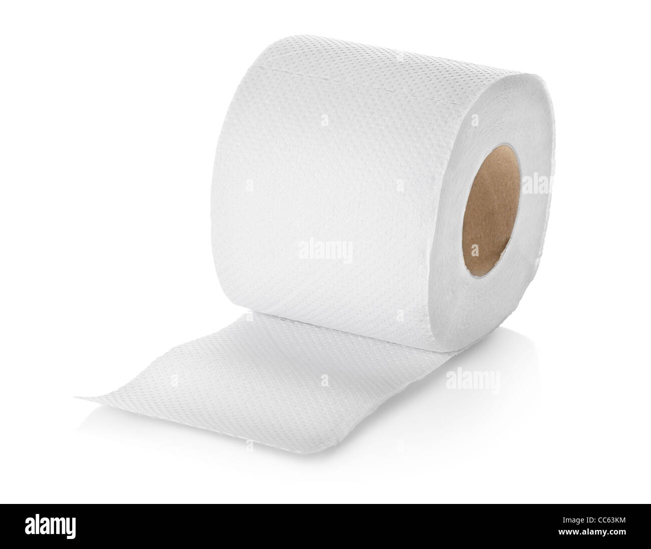 Rotolo di carta igienica isolati su sfondo bianco Foto Stock