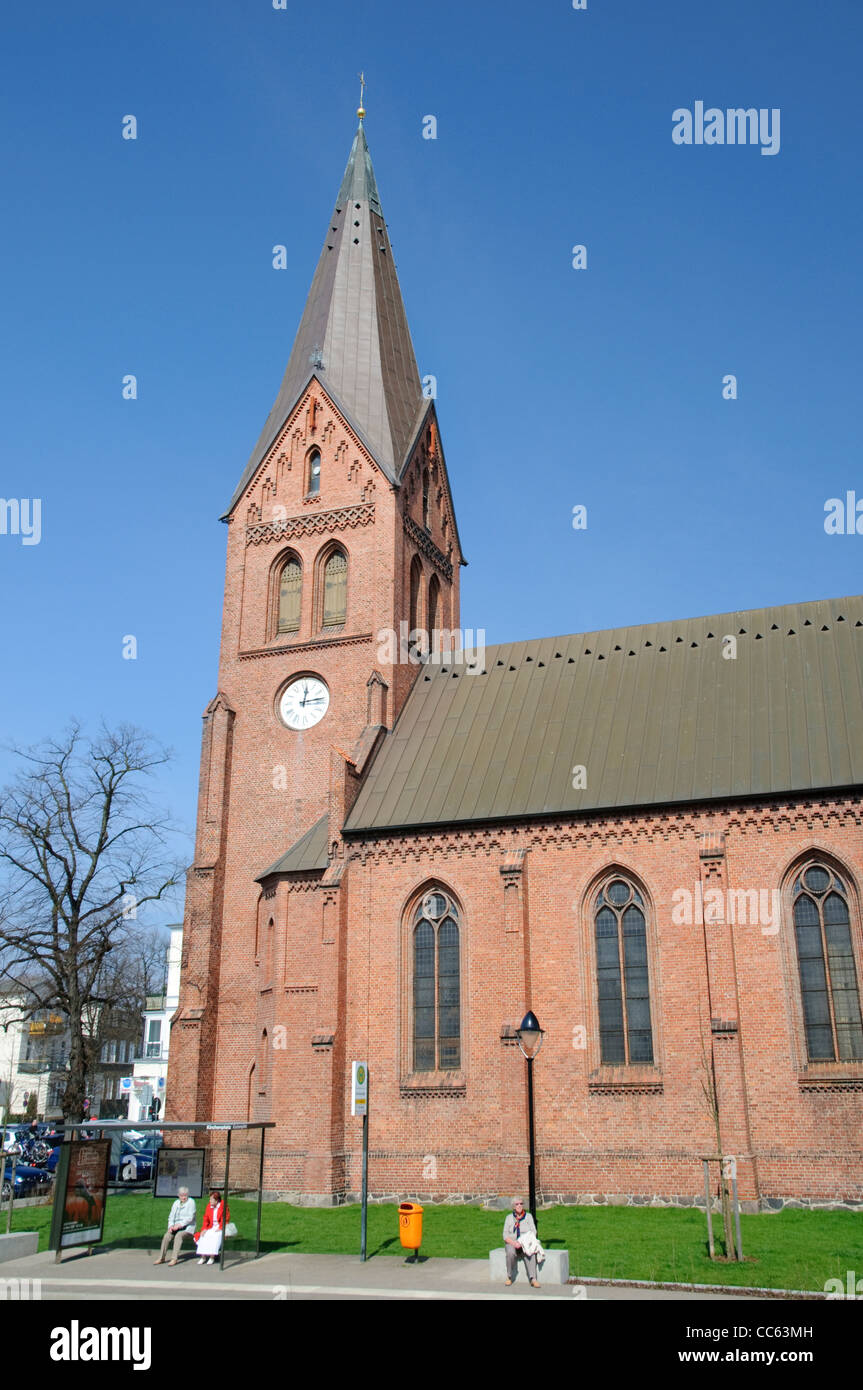 Protestanti Chiesa Luterana Warnemuende, Warnemuende, Meclemburgo-Pomerania Occidentale, Germania, Europa Foto Stock