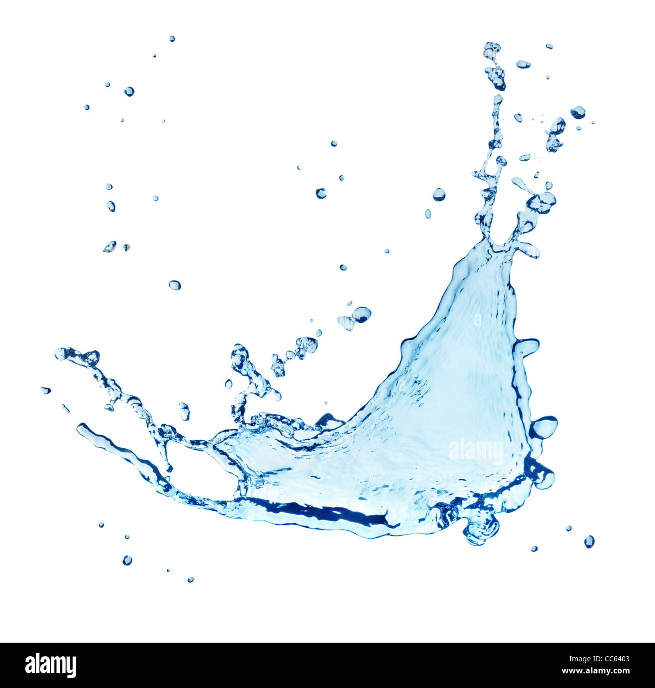 Blu acqua splash isolati su sfondo bianco Foto Stock