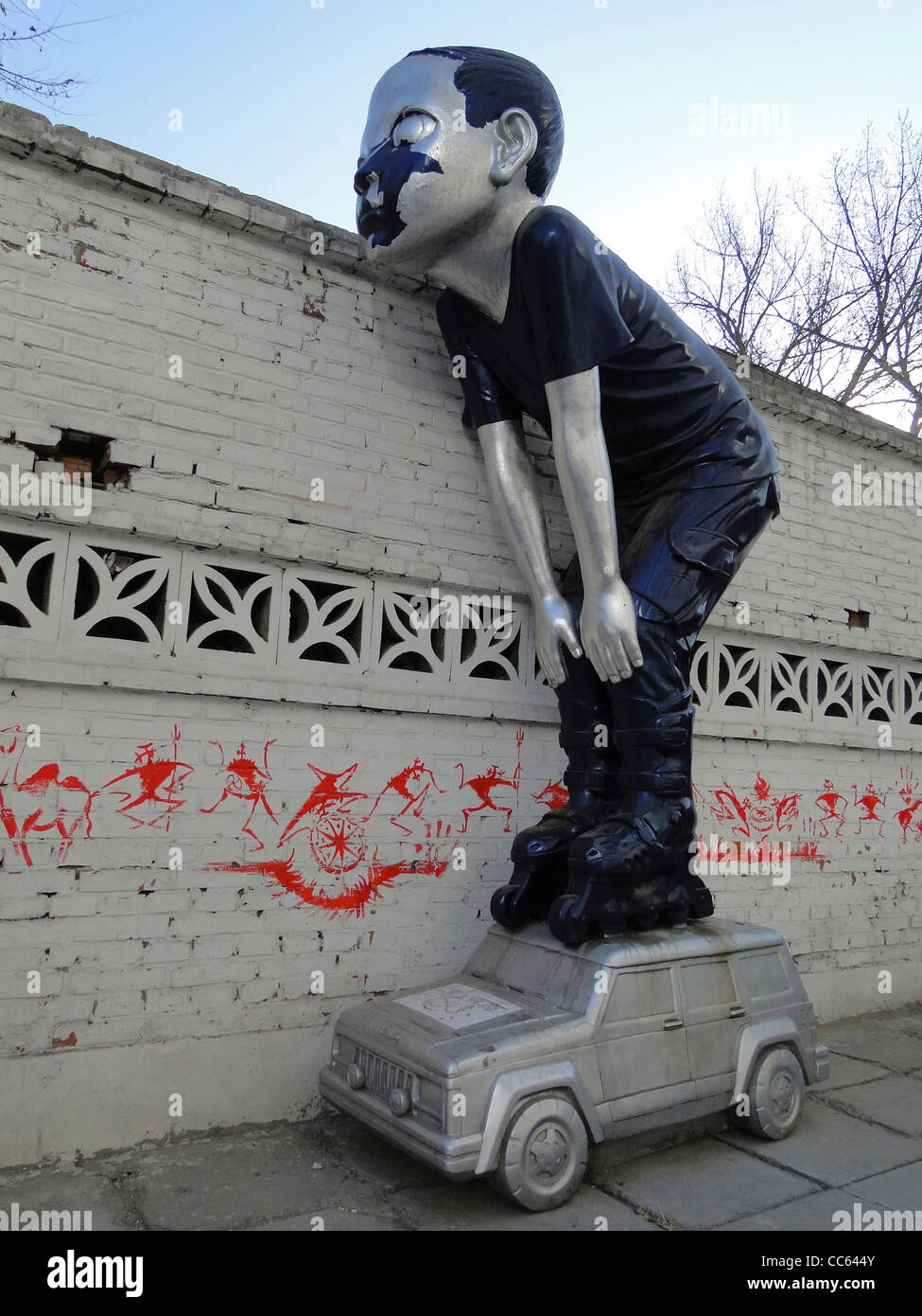L'arte contemporanea statua, Art Zone 798, Pechino, Cina Foto Stock