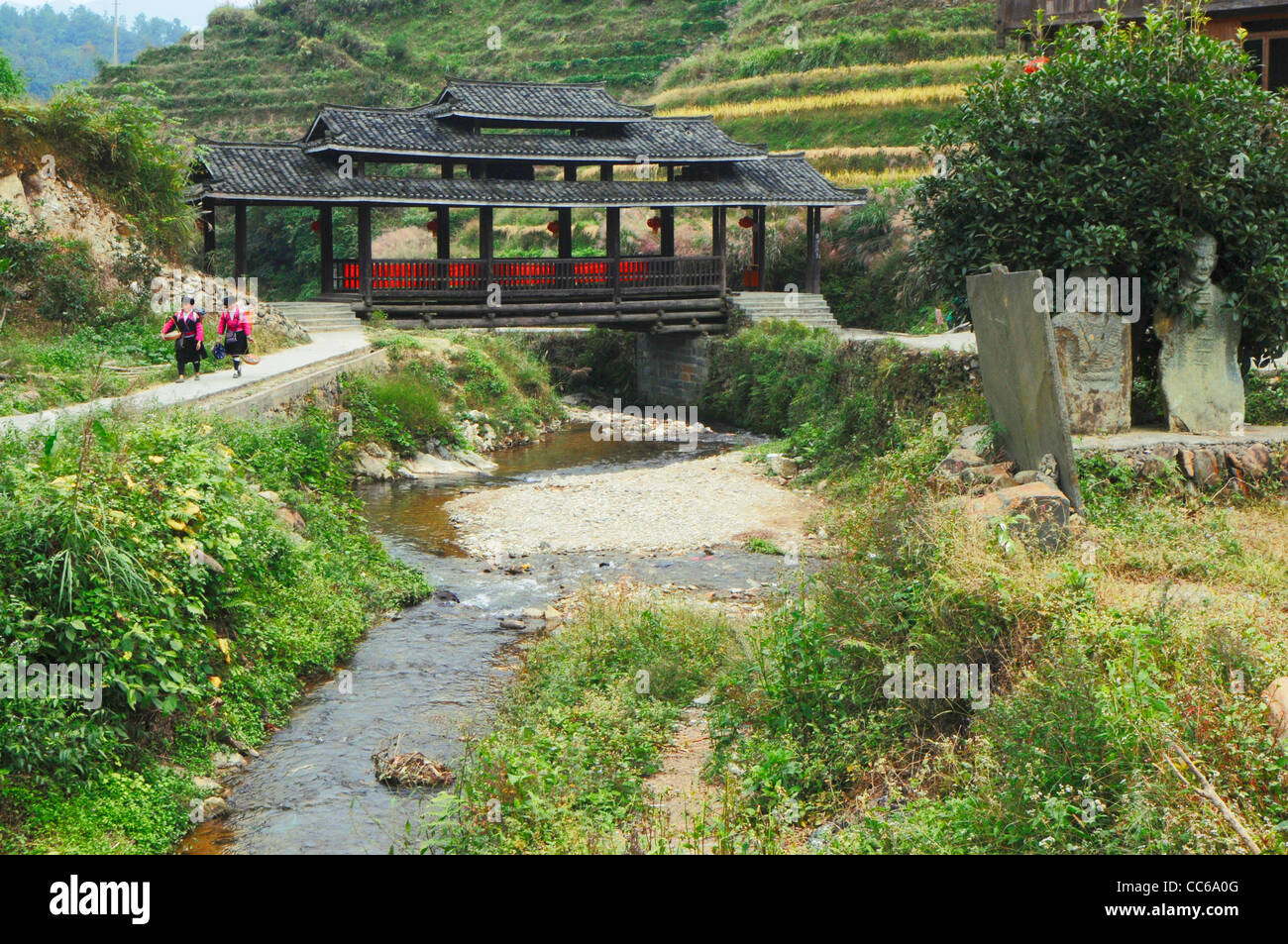 Huangluo Yao villaggio, Longsheng, Guilin, Guangxi , Cina Foto Stock