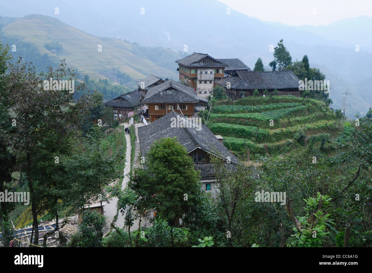 Huangluo Yao villaggio, Longsheng, Guilin, Guangxi , Cina Foto Stock
