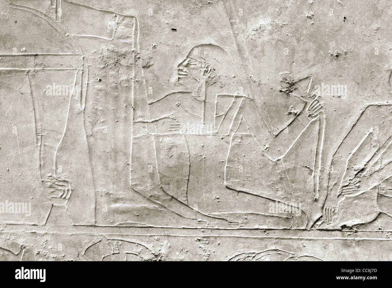 Rilievi nel Regno di mezzo la tomba di Ukh Hotep figlio di Senbi a Meir , a nord ovest di Asyut in Medio Egitto Foto Stock