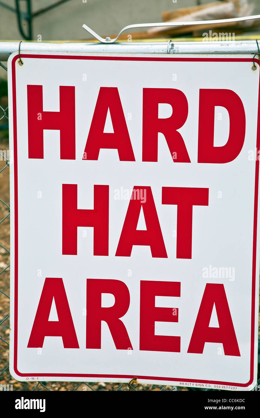 Hard hat area segno di avvertimento Foto Stock