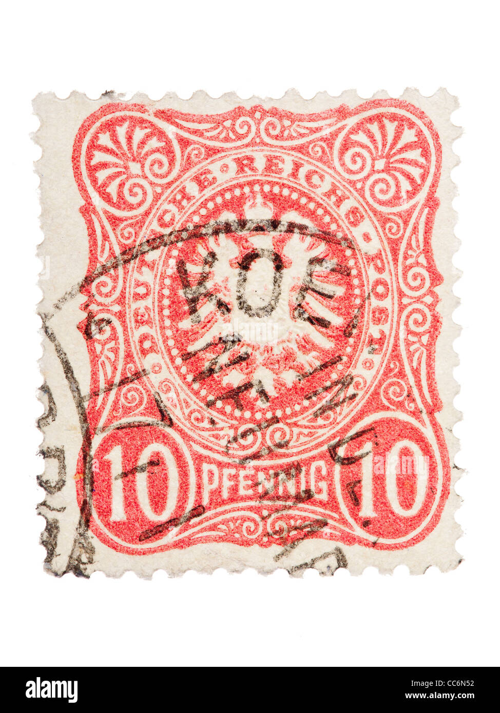 Francobollo: impero tedesco, Germanio, 1879/ 1880, 10 pfennig, stampigliato Foto Stock
