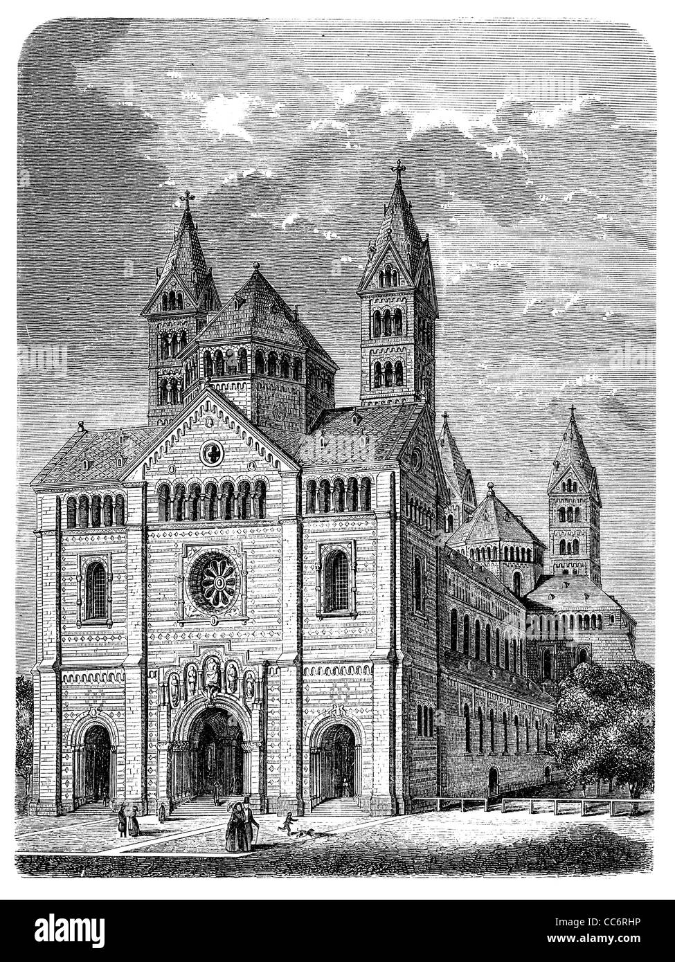 Cattedrale di Speyer, Germania: lato ovest Foto Stock