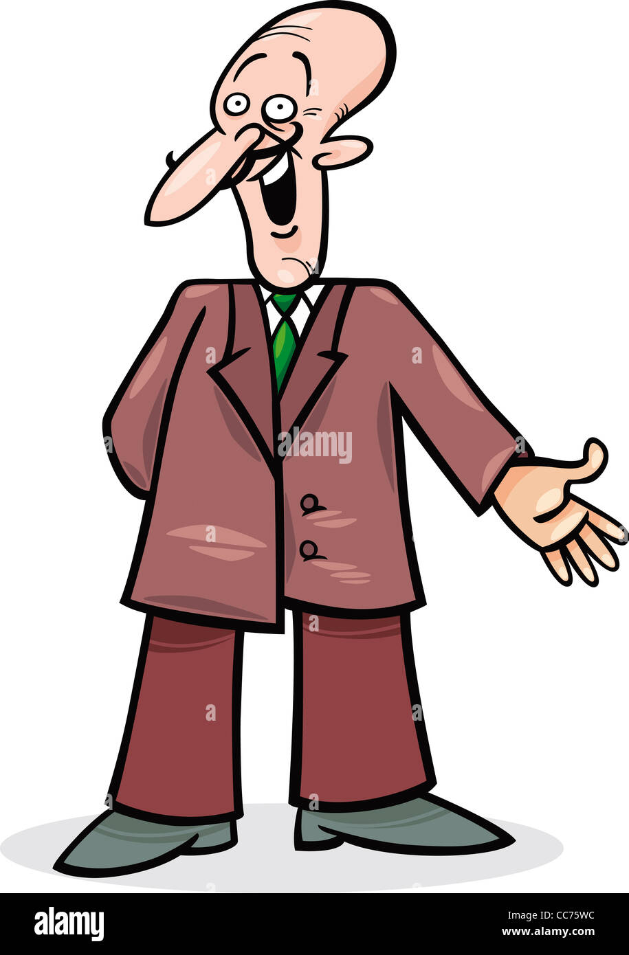 Cartoon illustrazione di funny man in suit Foto Stock