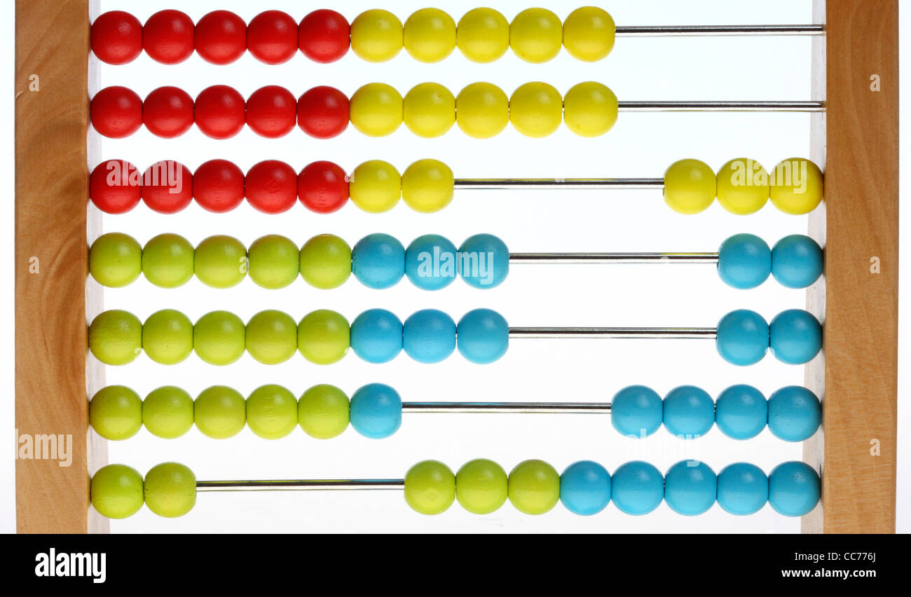 Abacus, per calcolare, a povera matematica a scuola o asilo nido. Foto Stock