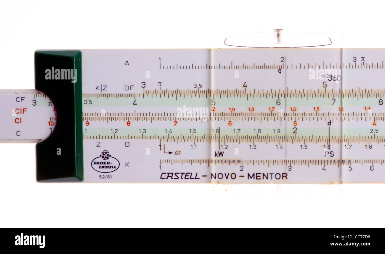 Helper di matematica, strumento regola slitta, scorrevole regola. Foto Stock