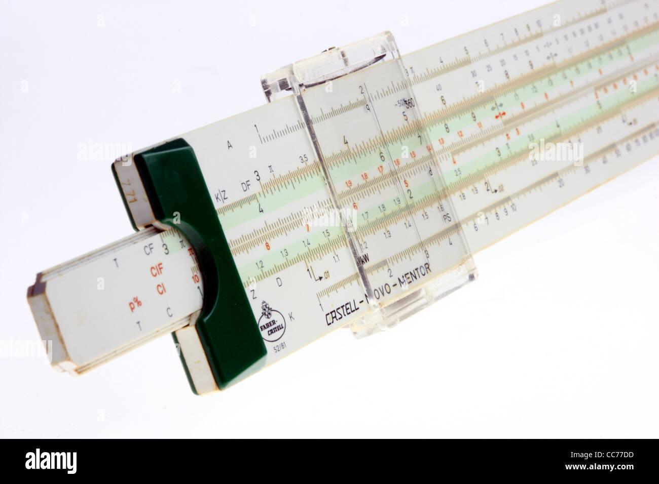 Helper di matematica, strumento regola slitta, scorrevole regola. Foto Stock