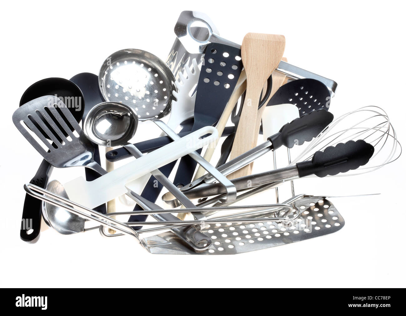 Vari tipi di utensili per la cucina, i dispositivi di cottura. Foto Stock