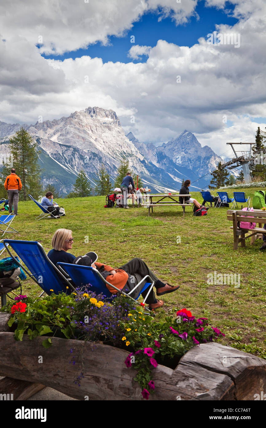 Vista dal Col Druscie, Tofana, Cortina d'Ampezzo, Veneto, Italia settentrionale Foto Stock