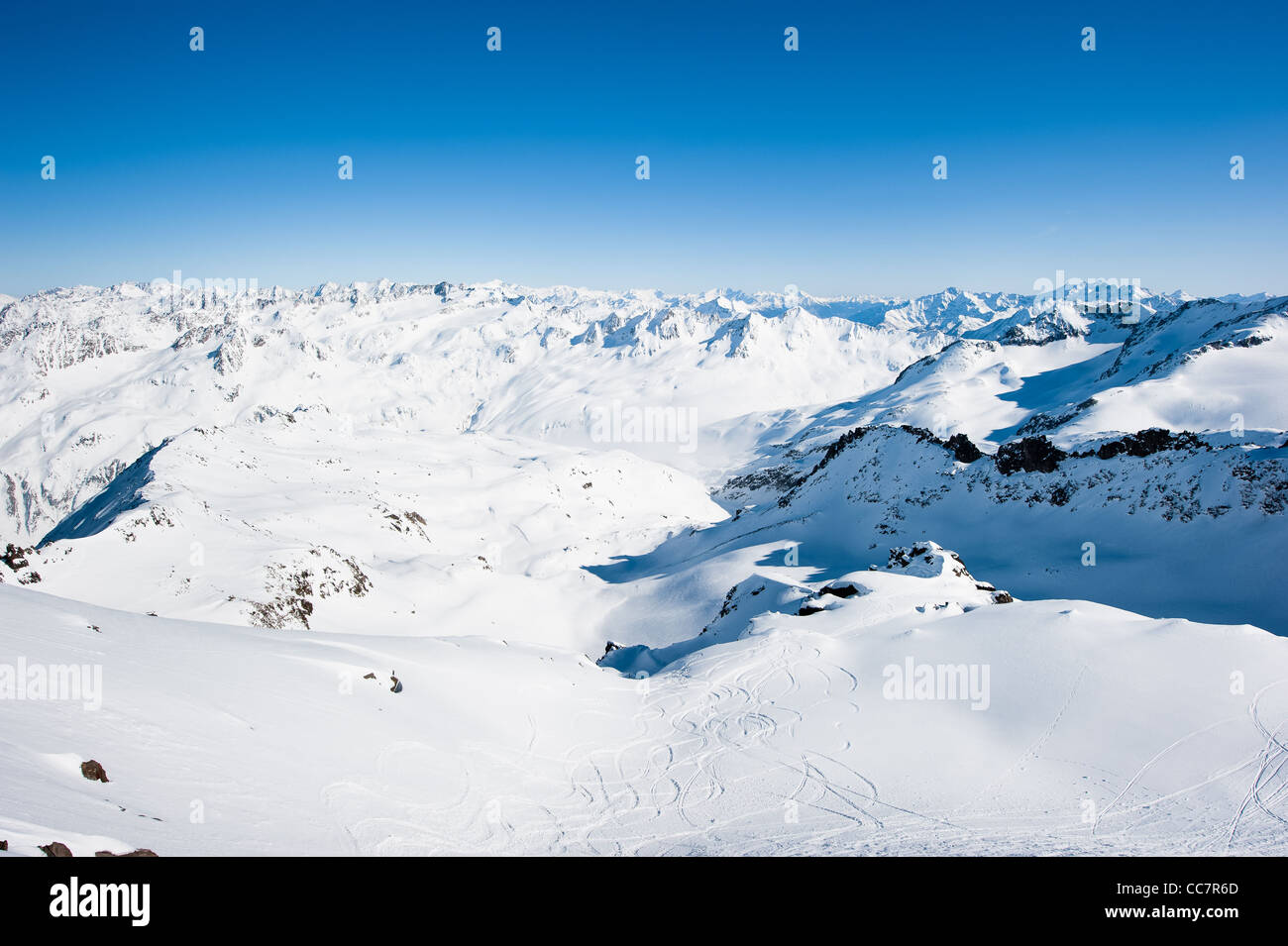 Vista panoramica dal Gemsstock su alpi svizzere, Andermatt, Svizzera Foto Stock