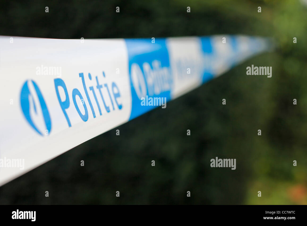 La polizia belga non nastro trasversale Foto Stock