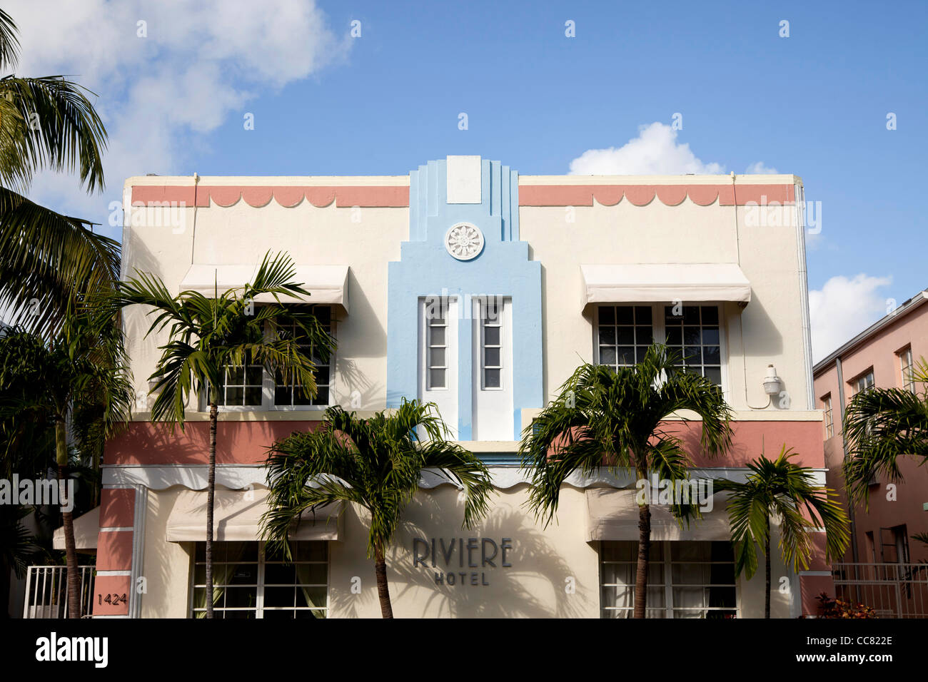 Art Deco Hotel Riviere, South Beach, Miami, Florida, Stati Uniti d'America Foto Stock