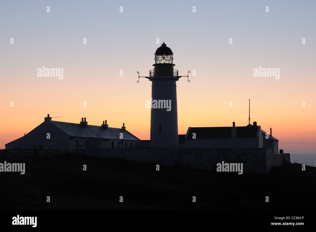 Faro Langness all'alba, l'Isola di Man Foto Stock