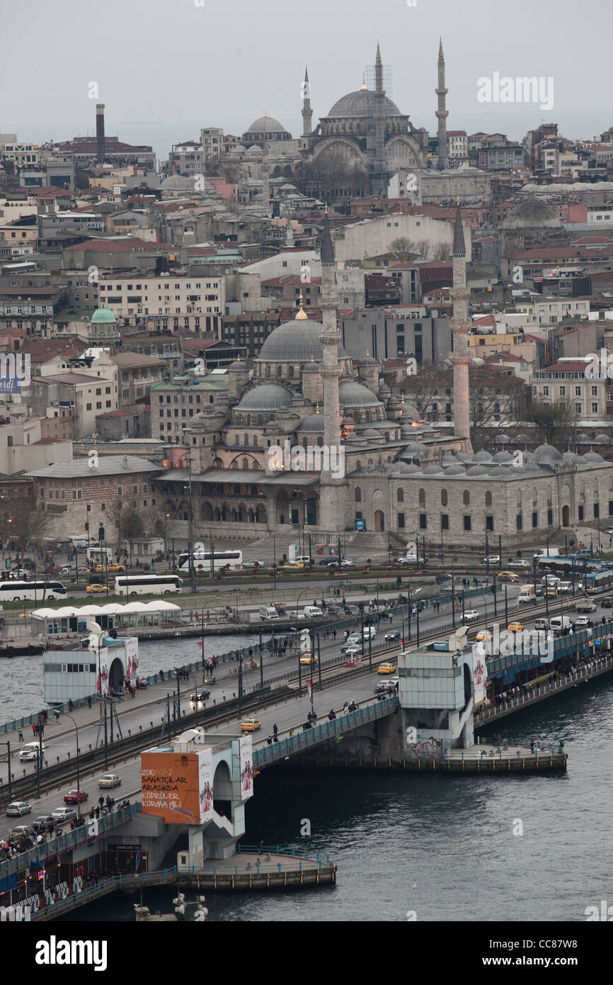 Vedute di Istanbul dalla Torre Galata. Foto Stock
