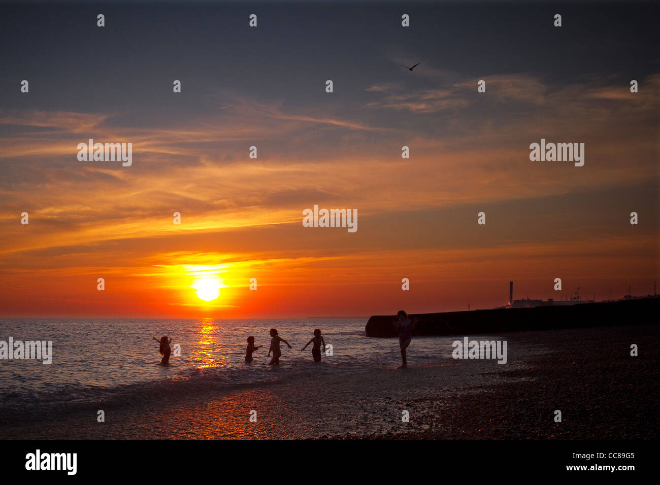 Un tramonto a Hove/Brighton, Inghilterra Foto Stock