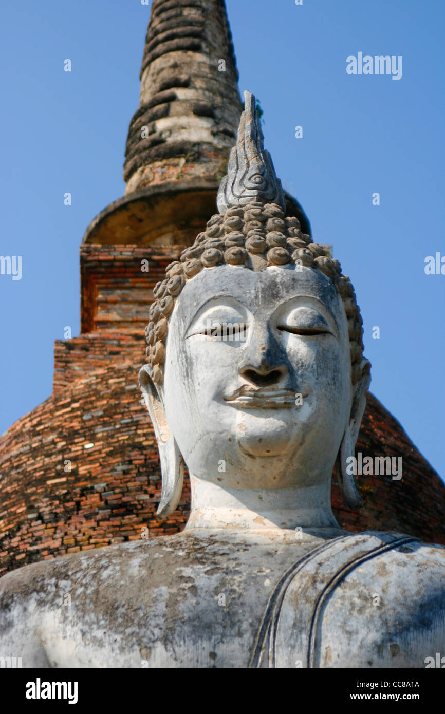 Wat Sa Si Buddha, Sukothai parco storico, Thailandia Foto Stock