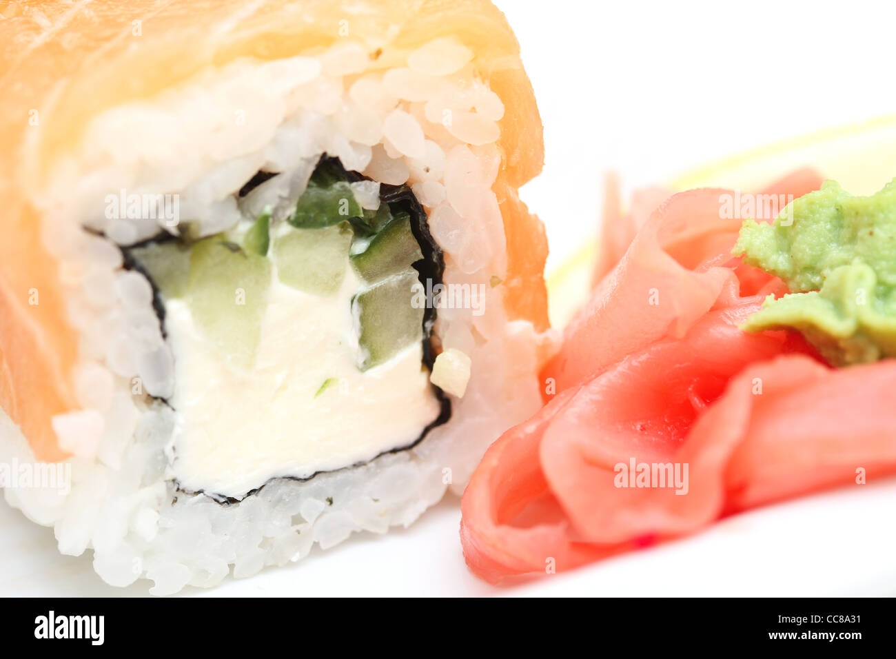 Rotolo di sushi Philadelphia , closeup Foto Stock