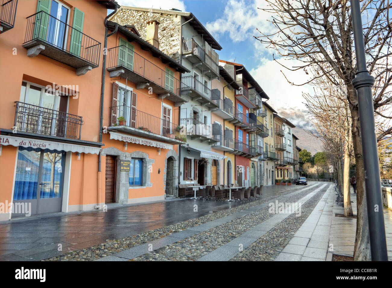 Passeggiata di Cannobio, Provincia di Verbania, Piemonte, Italia in inverno Foto Stock