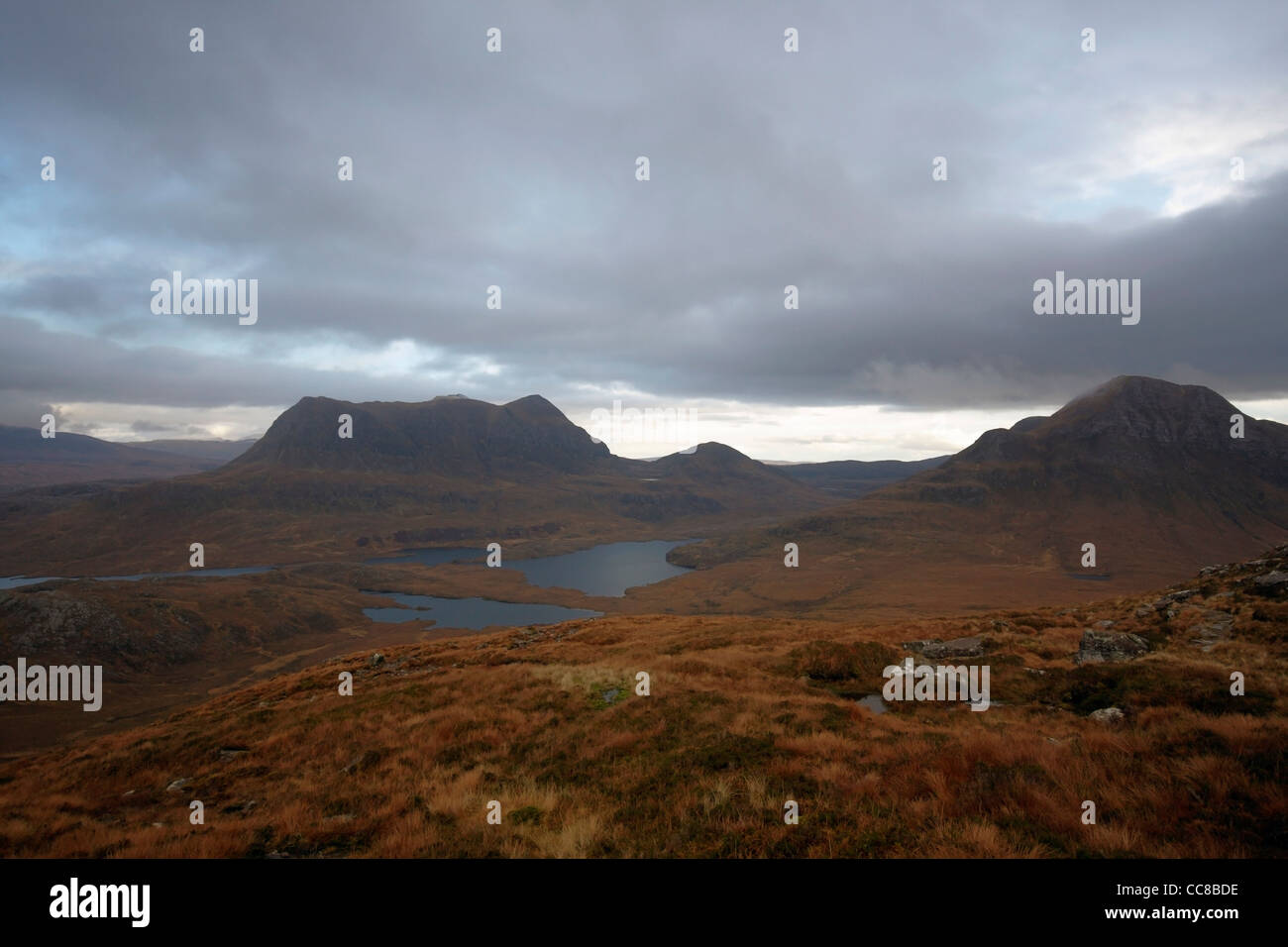 Offuscato panoramici in Scozia vicino Stac Pollaidh Foto Stock