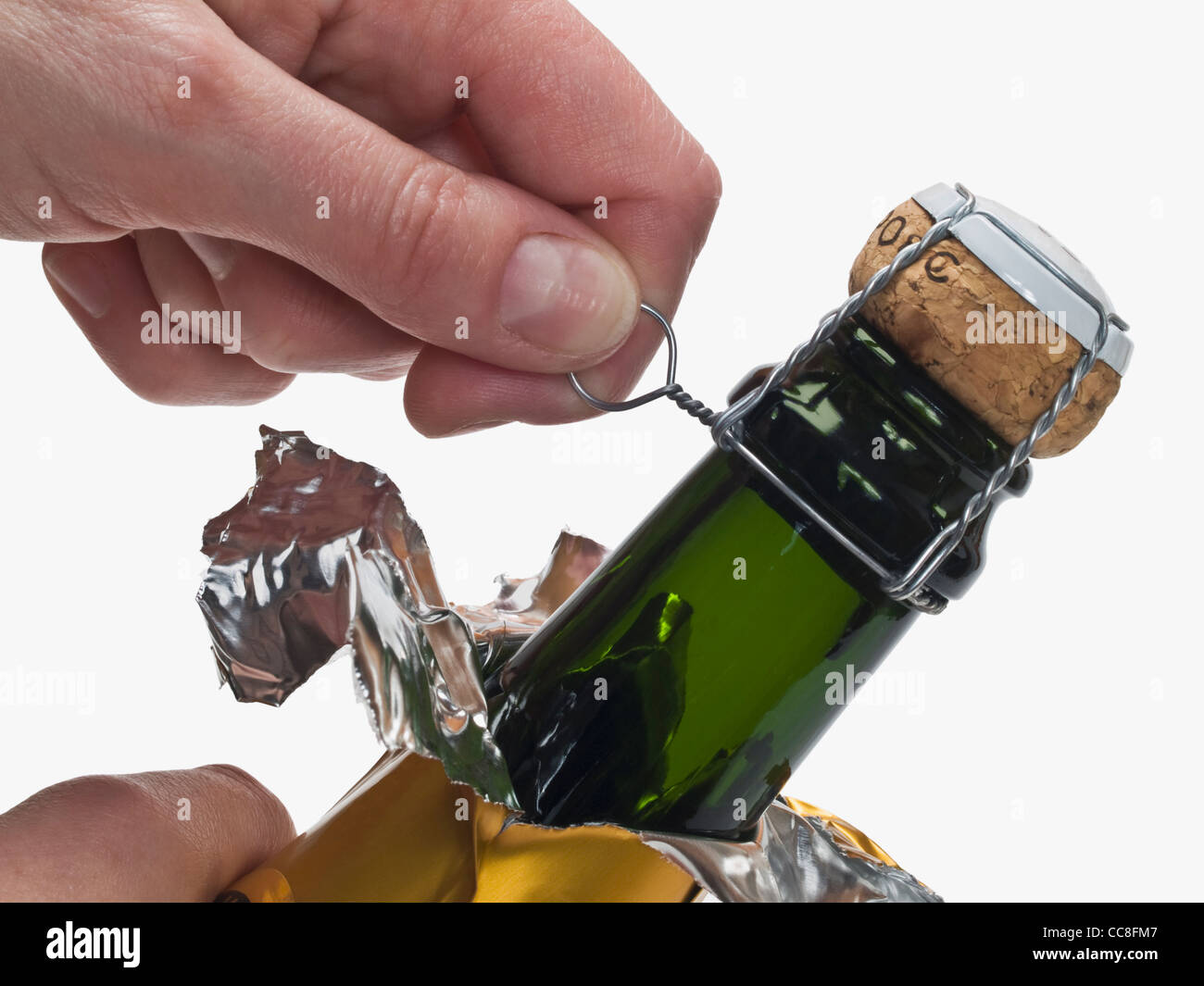 Eine Flasche Champagner wird geöffnet | una bottiglia di champagne è aperto Foto Stock