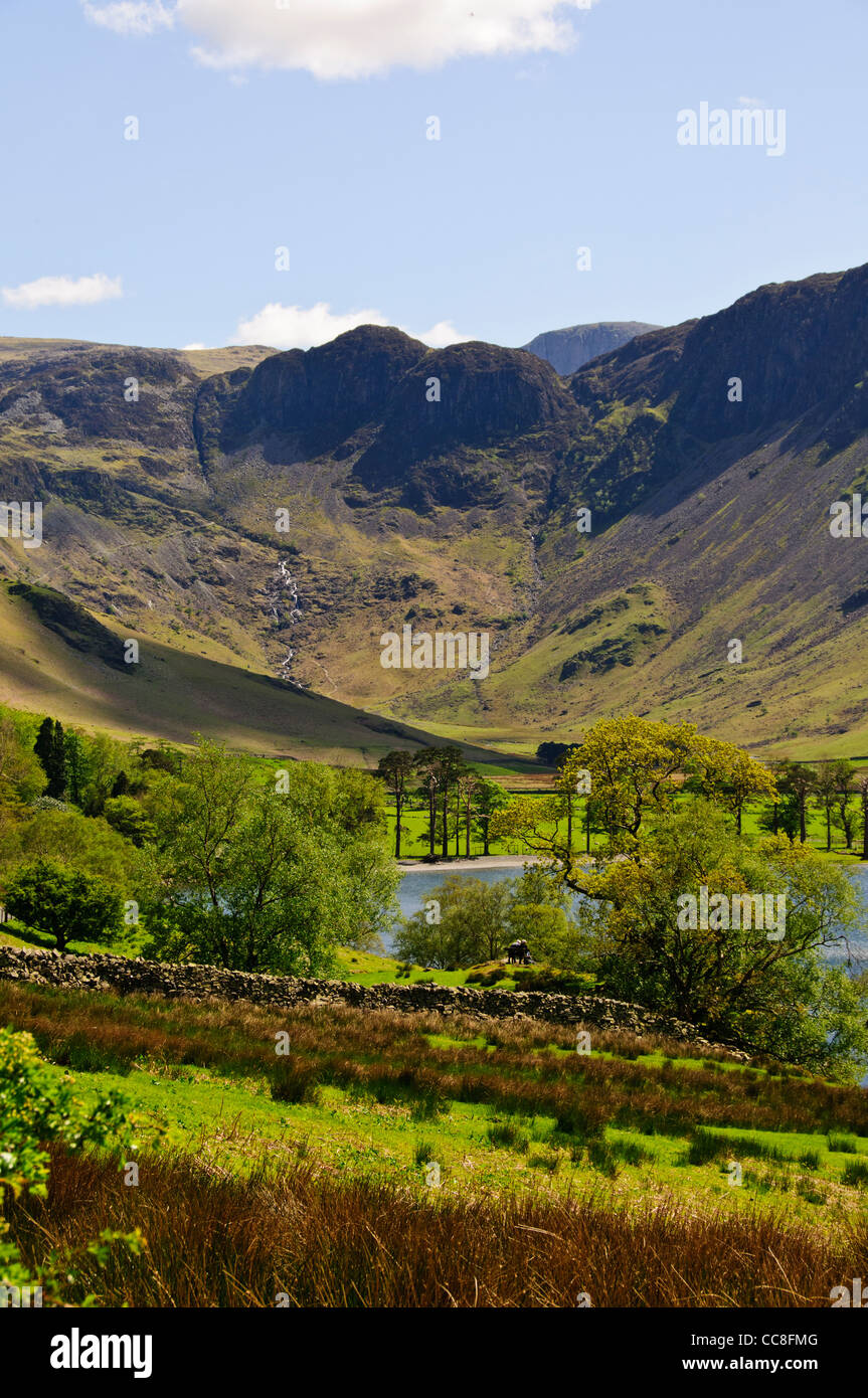 Lago Buttermere,Buttermere Fells,Fleetwith Red Pike,alto stile,alta falesia,Lake District National Trust Park,Nord Ovest Inghilterra Foto Stock