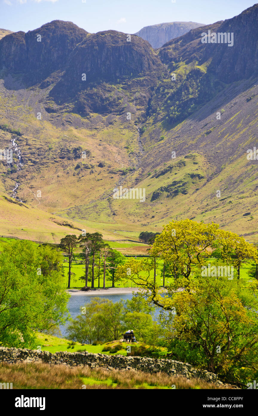 Lago Buttermere,Buttermere Fells,Fleetwith Red Pike,alto stile,alta falesia,Lake District National Trust Park,Nord Ovest Inghilterra Foto Stock