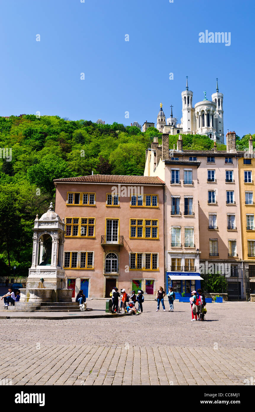 Sopra Foviere città vecchia Vieux Lyon, Francia (Patrimonio Mondiale dell'UNESCO) Foto Stock