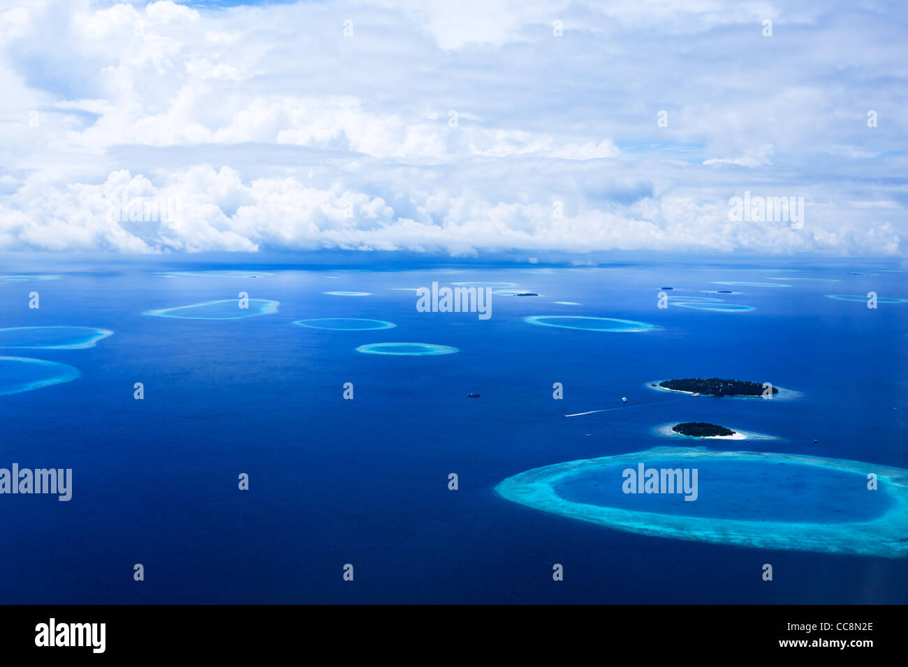 Isole Maldive visto da sopra Foto Stock