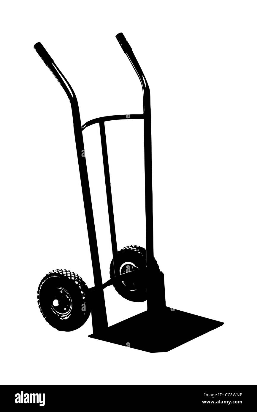 Una silhouette di un vuoto carrello a mano Foto Stock
