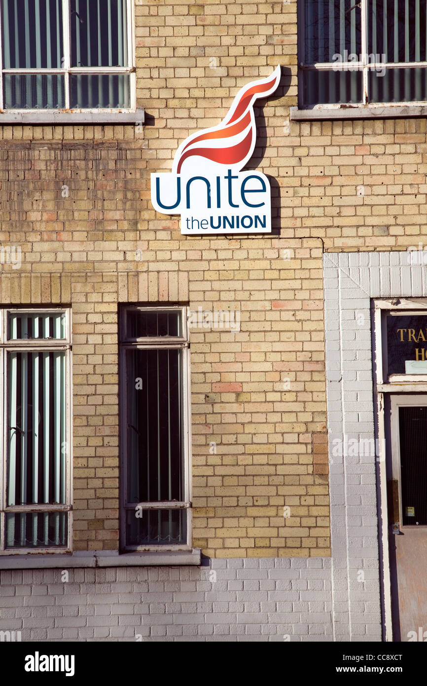 Unite l'Unione logo fiamma sulla costruzione Foto Stock