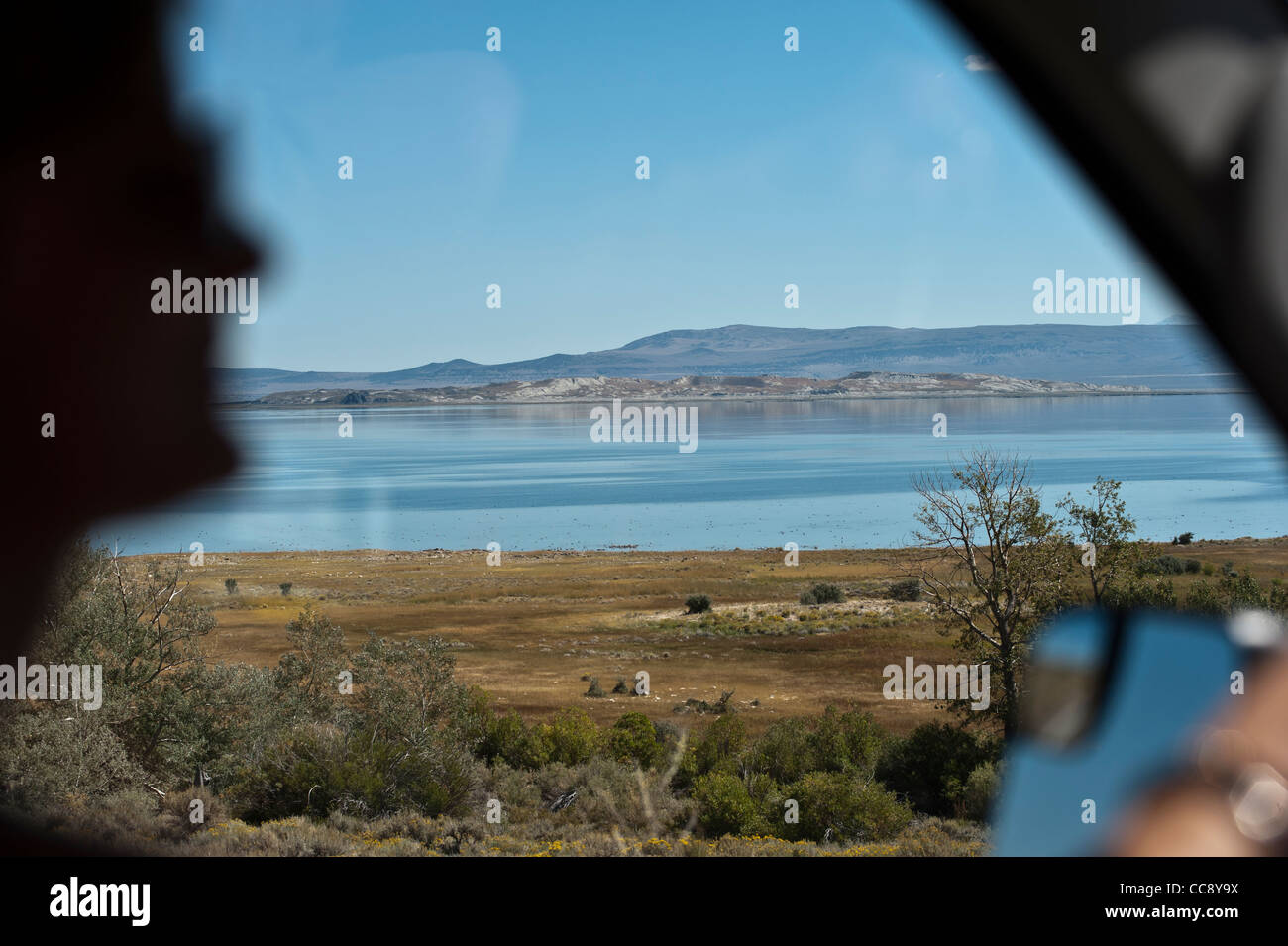 La guida lungo l'autostrada 395 dal lago Mono, California. Stati Uniti d'America Foto Stock