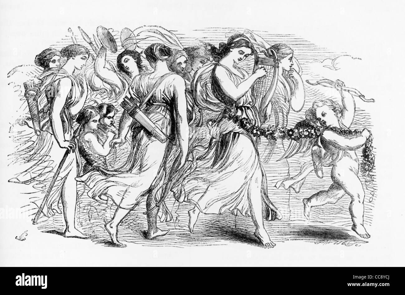 Questa scena completa di William Shakespeare la tragedia intitolata Timon di Atene ATTO I Scena II, con Cupido e dancing ladies. Foto Stock