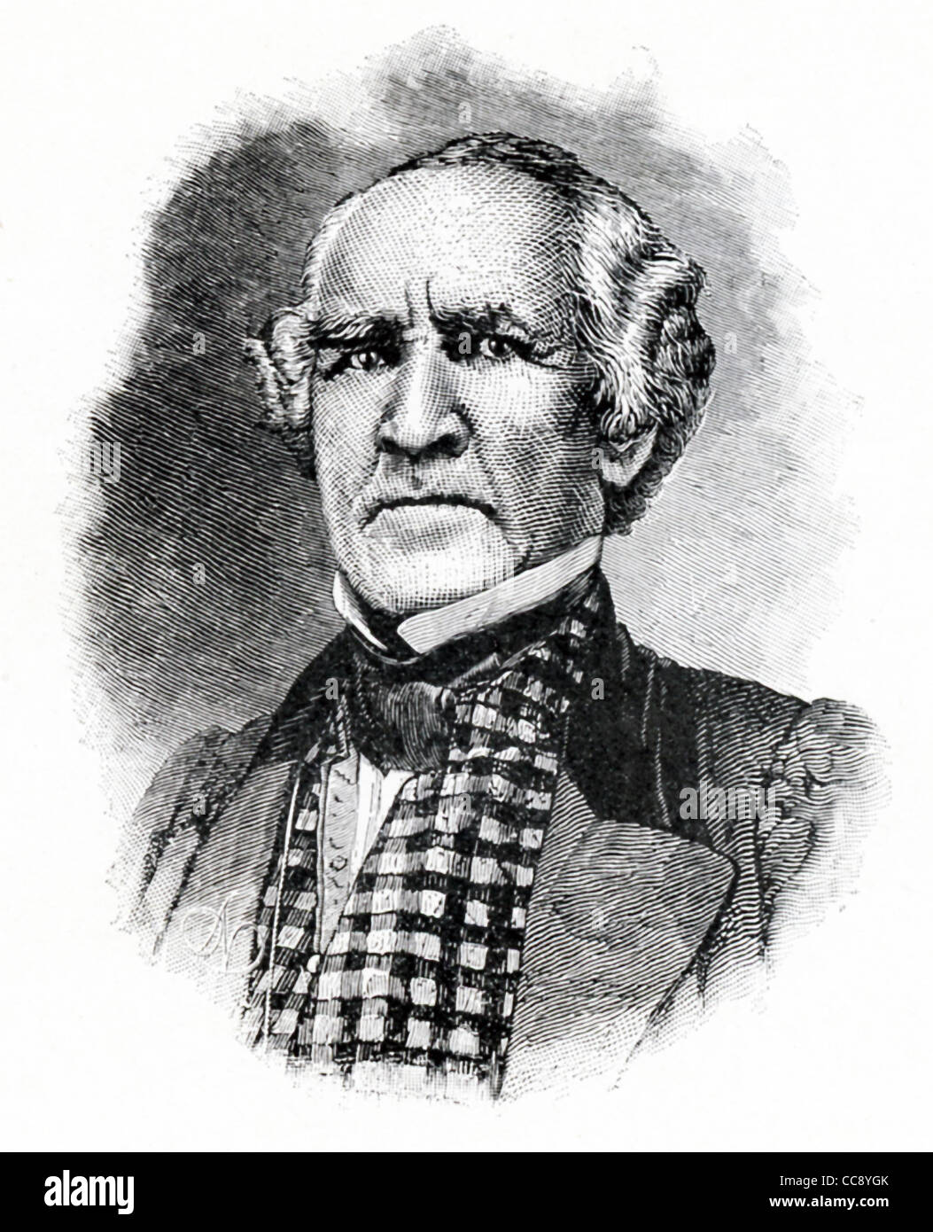 Questa illustrazione è di Generale Sam Houston (1793-1863), una frontiera americana eroe e statista del Texas. Foto Stock