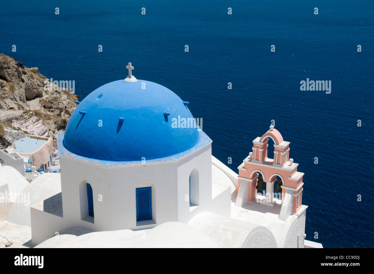 Chiesa ortodossa sull'isola di Santorini, Grecia Foto Stock