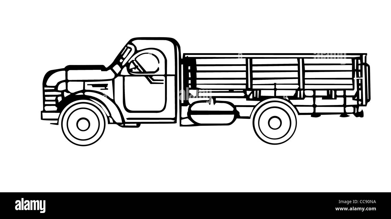 Silhouette di vettore della vecchia auto cargo Foto Stock