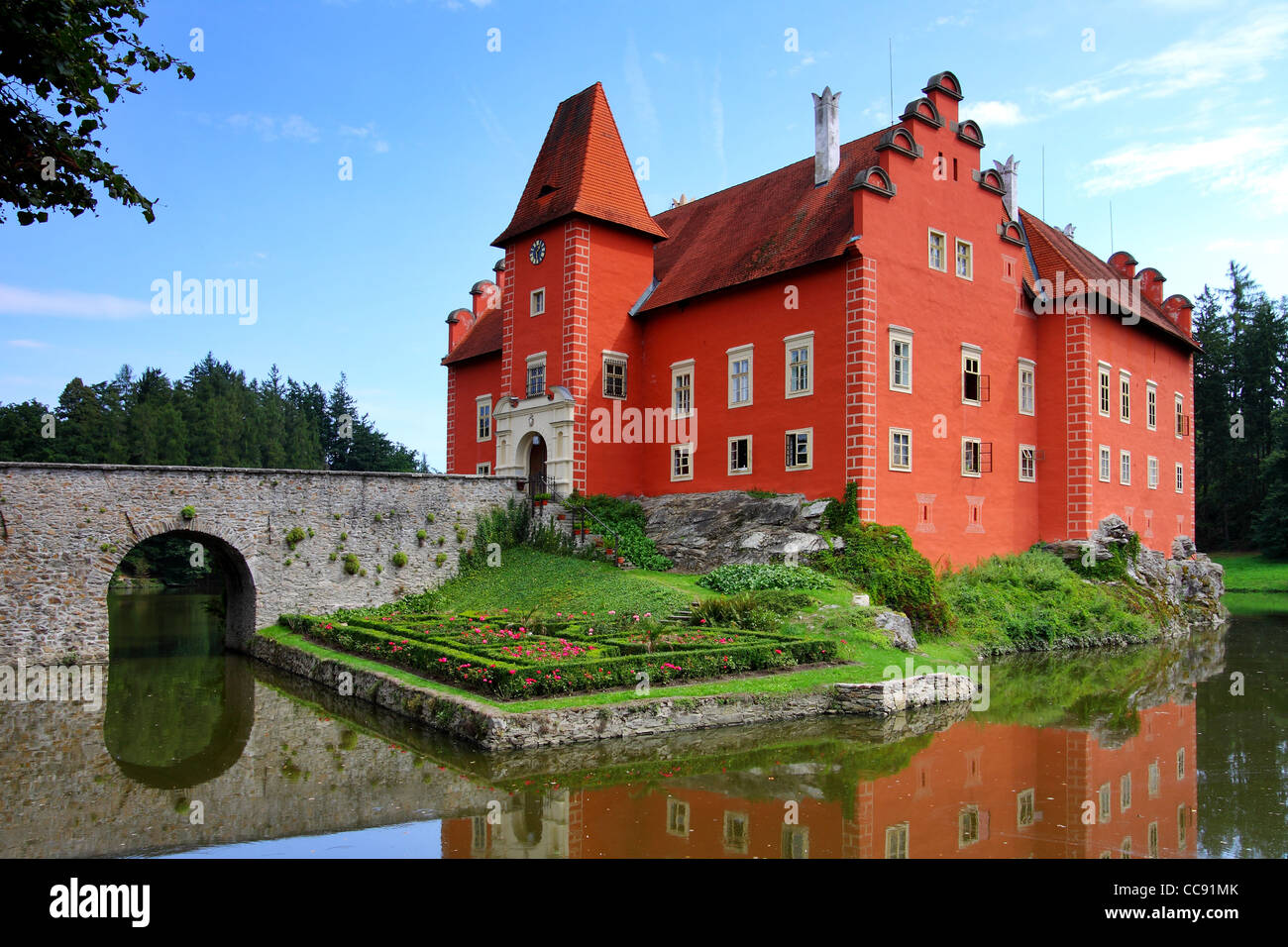 Benvenuti in Repubblica ceca - ha notato il castello rosso Cervena lhota Foto Stock