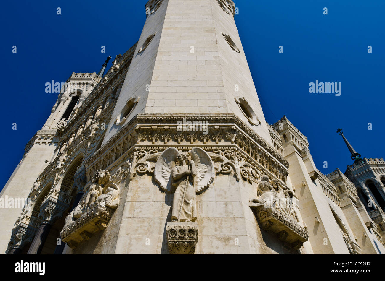 La basilica di Fourvière in città vecchia Vieux Lyon, Francia (Patrimonio Mondiale dell'UNESCO) Foto Stock