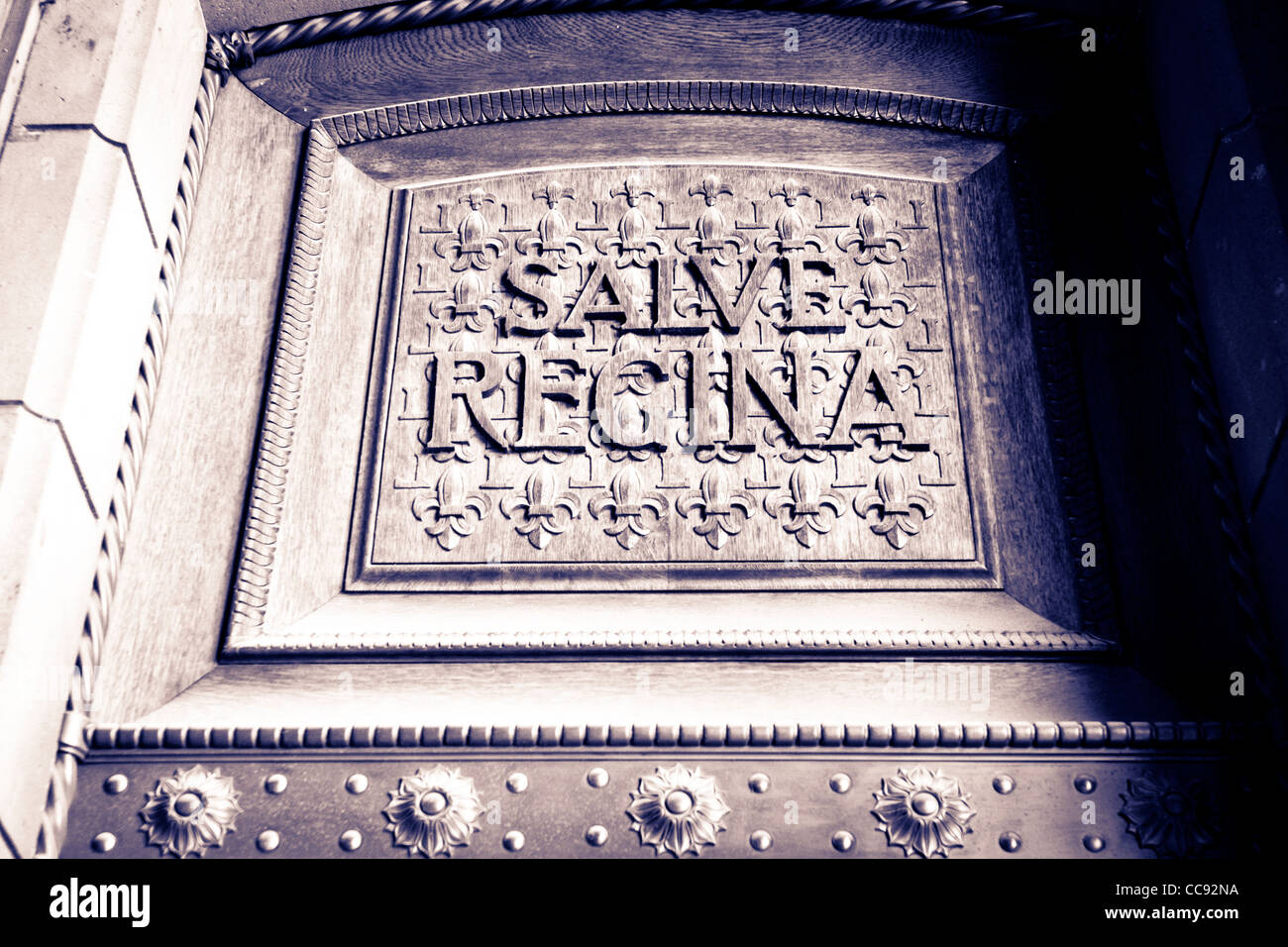 Il carving presso la basilica di Fourvière in città vecchia Vieux Lyon, Francia (Patrimonio Mondiale dell'UNESCO) Foto Stock