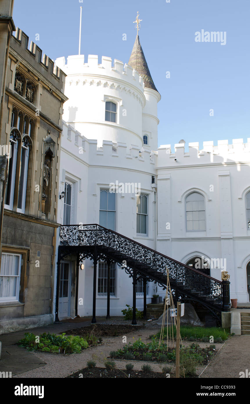 Scala e torre Strawberry Hill House Casa di Horace Walpole. Foto Stock