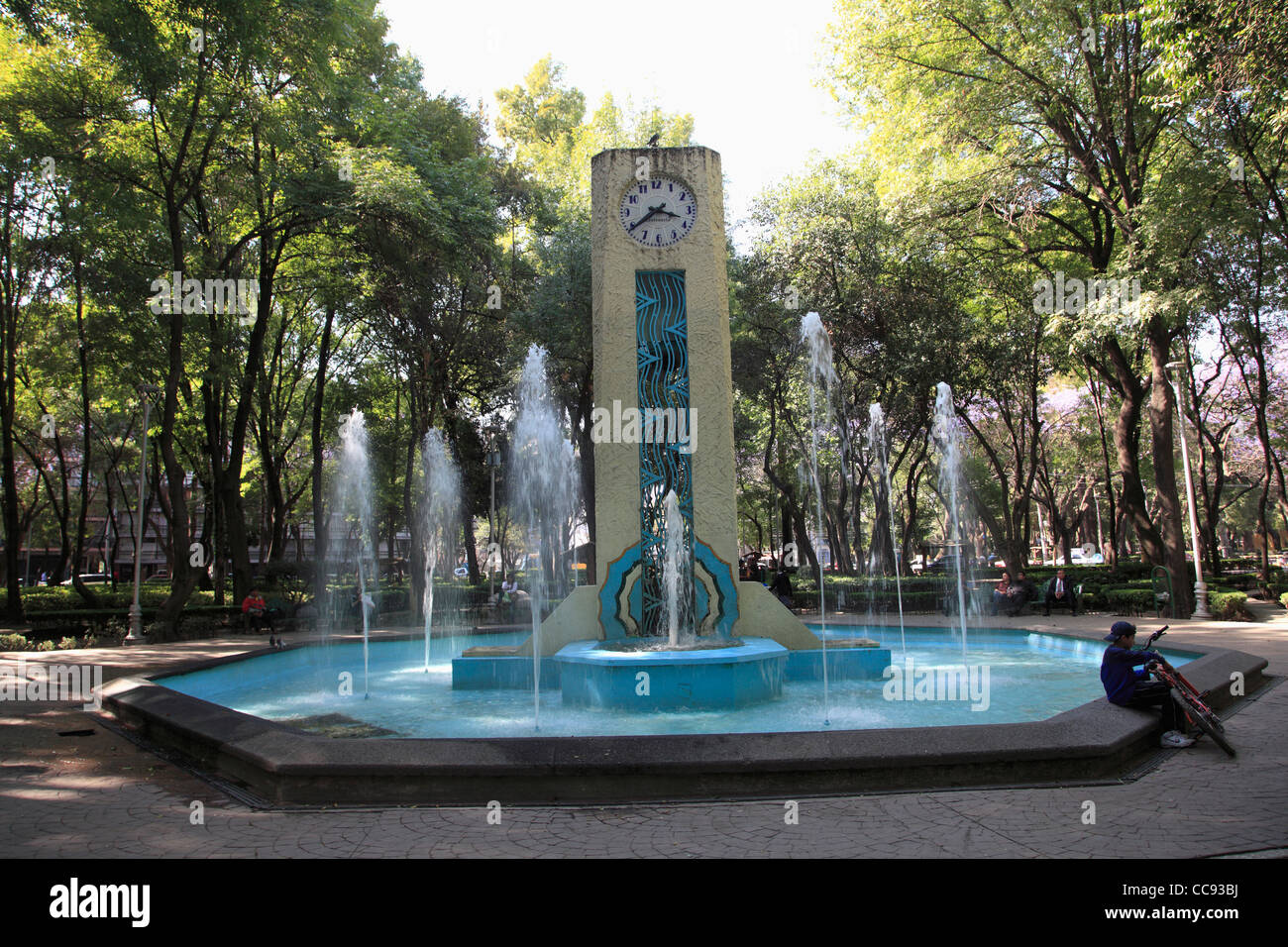 Parque Mexico, Messico Park, Colonia Condesa, La Condesa, quartiere alla moda, Città del Messico, Messico Foto Stock