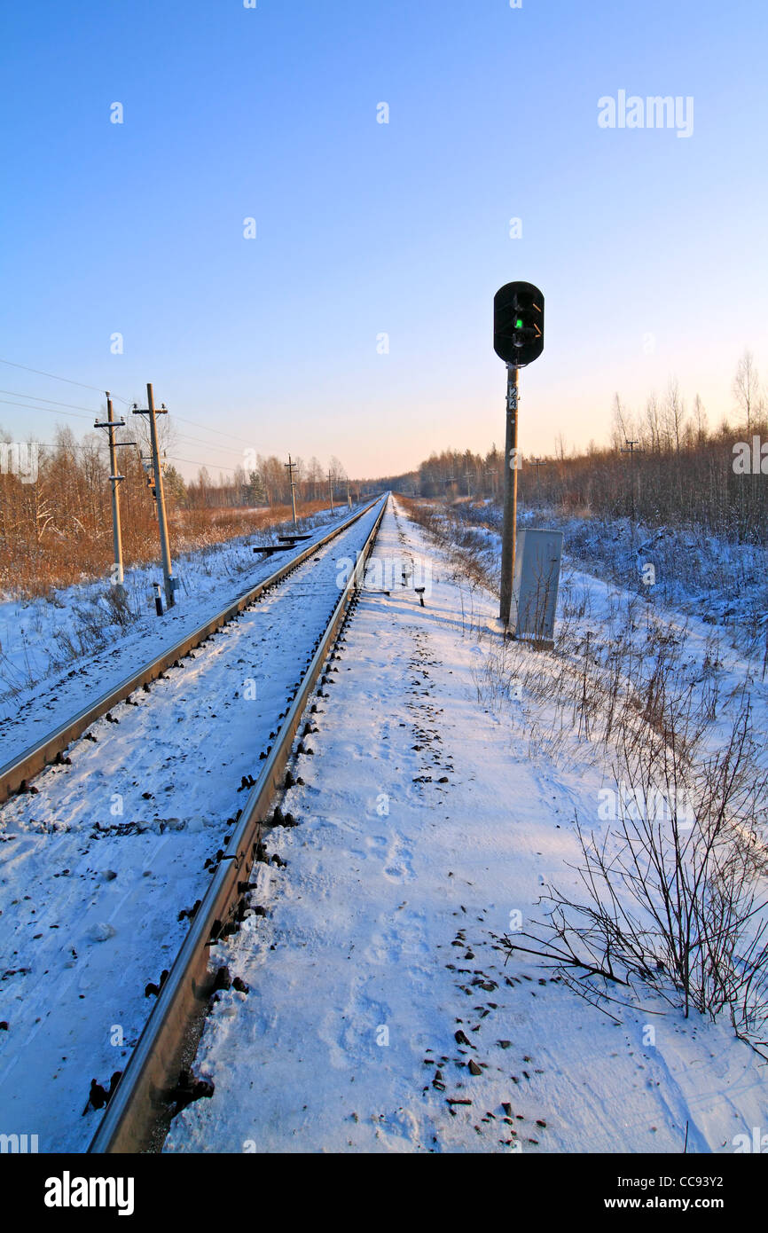 Il semaforo ferroviario Foto Stock