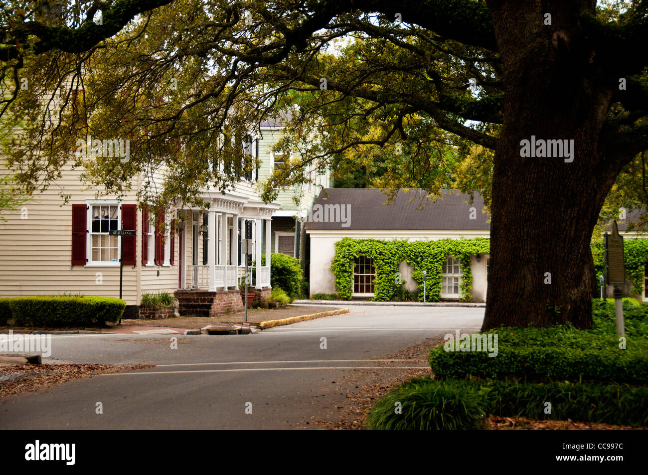 Strada tranquilla in 's Historic District Georgia USA Foto Stock
