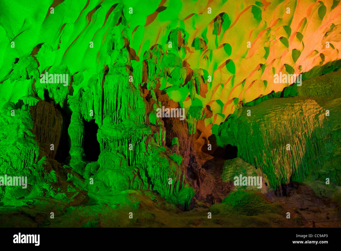 Hang Sung Sot o sorpresa grotte, Bo Hon Isola, Halong Bay, Vietnam Foto Stock